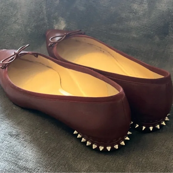 Christian Louboutin Women's Burgundy Ballet Flats - Picture 3 of 9